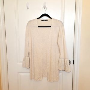 Mango Cream Bell Sleeve Long Cardigan